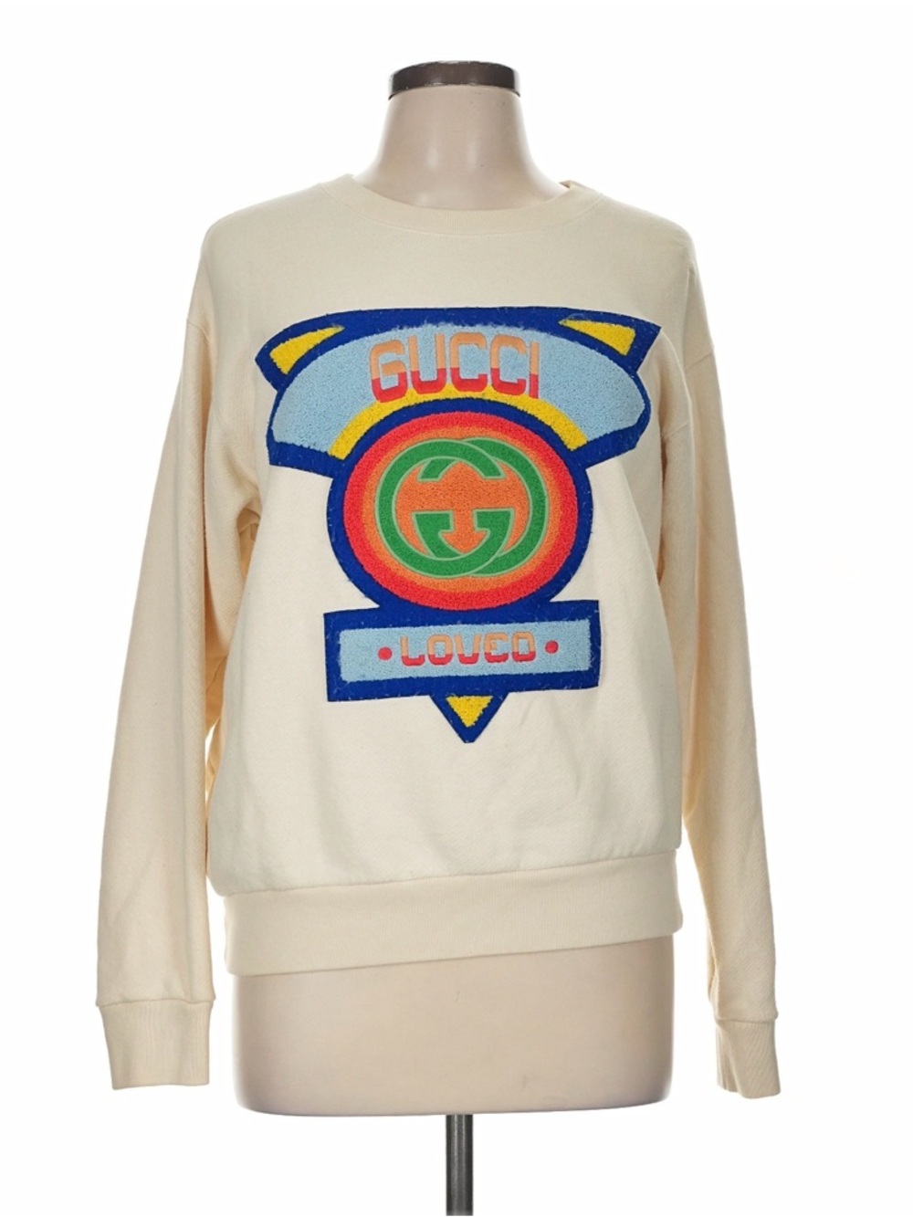 Gucci Cream Logo Graphic Crewneck Sweater EMBROIDERED